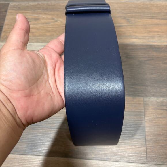 Salvatore Ferragamo Womens Wide Leather Belt Navy Oxford Blue Italy - Picture 7 of 7